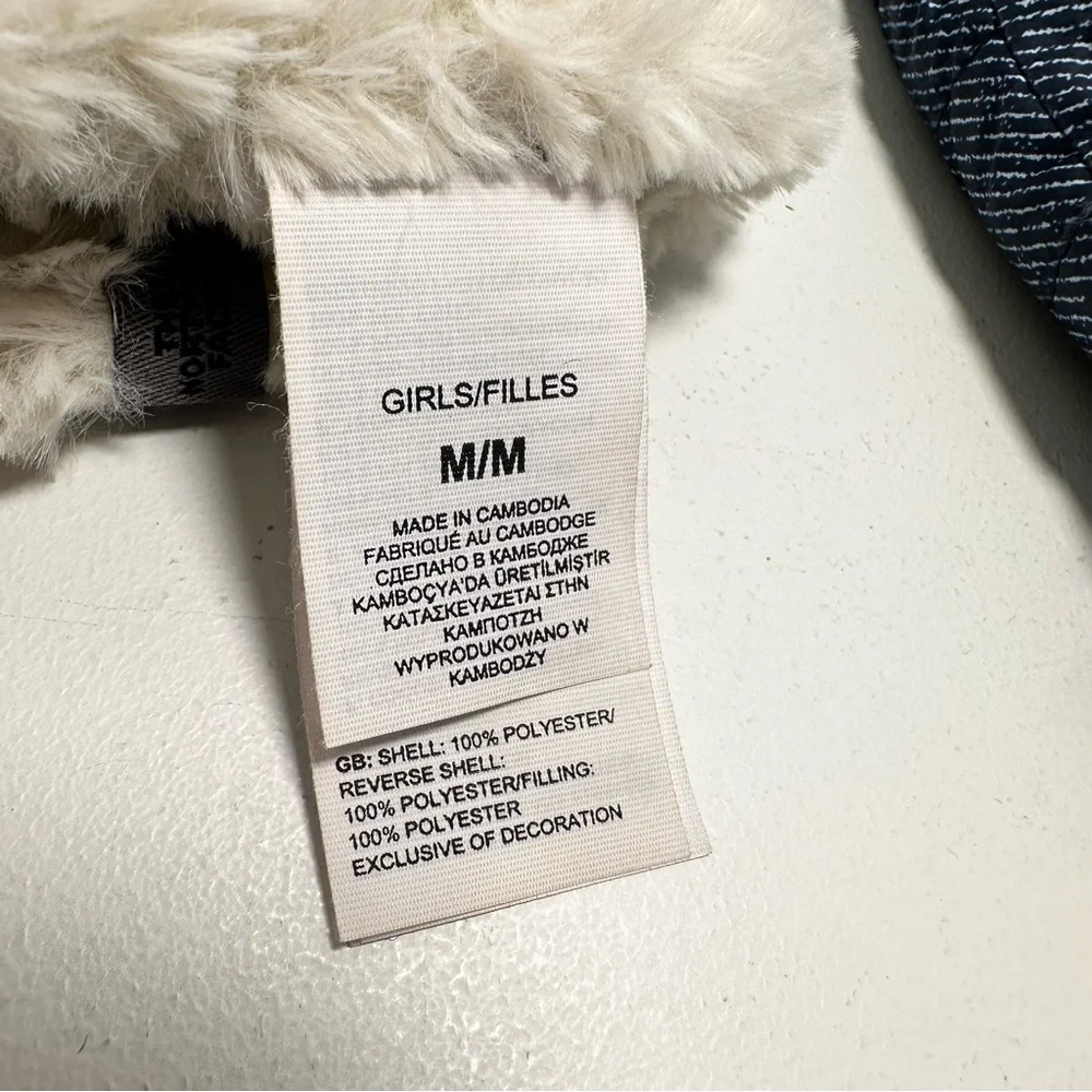 THE NORTH FACE Girls Mittens Cozy Fleece Lined Denim Color Size Medium 8-9 Years
